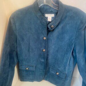 Charter club, genuine, suede jacket in dark turquoise/Blue--Size Medium petite